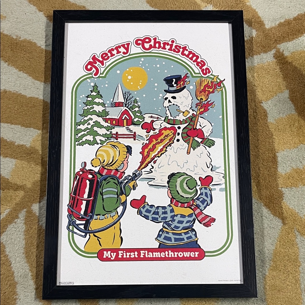 New never hung Steven Rhodes Merry Christmas framed artwork